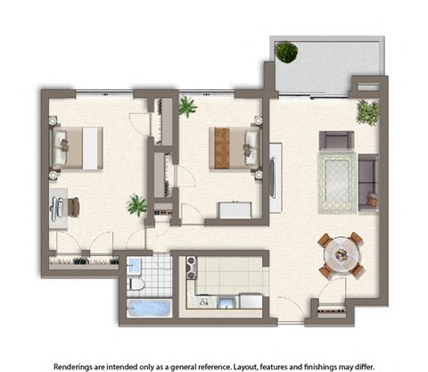 washington view two bedroom apartment floor plan